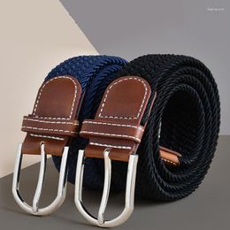 Belts Unisex Woven Casual Belt Pin Buckle Expandable Braided Stretch Canvas Simple Stylish Breathable Leisure Men Women Decor