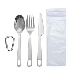 Stainless steel outdoor travel hollowed out knife fork and spoon