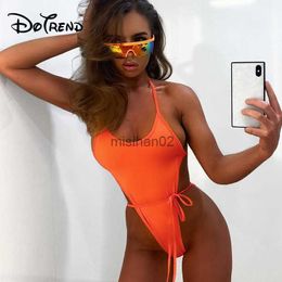 Jumpsuits Rompers Dotrend 2019 Neon Green Orange Sexy Strappy Bodysuit Bathing Suit Swimsuit Backless Summer Rompers Jumpsuit Beach Clothes HKD230814