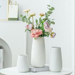 Vases Ceramic Vase White Simple Creative Nordic Design Handmade Art Decoration Living Room Model Kitchen Home