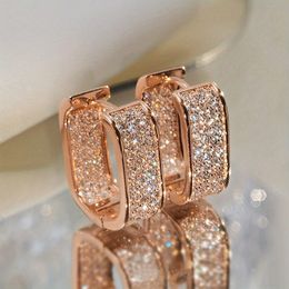 Stud Earrings Women Micro Paved Sparkling Crystal Rose Gold Zircon Earrings Women Fashion Platinum/Gold Earrings Designer Luxury Jewelry Wedding Accessories