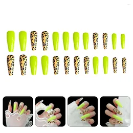 False Nails 24Pcs Leopard Pattern Extra Fake With Glue For Kidss Women Ladies