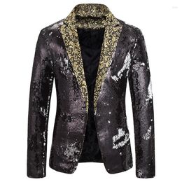 Men's Suits Four Seasons High-end Fashion Handsome Slim Two-color Sequin Suit Stage Performance Costume Nightclub Bar Top Coat