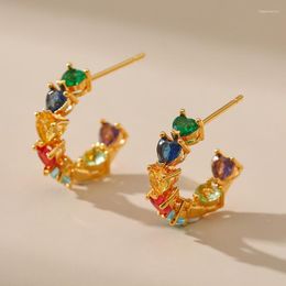 Hoop Earrings Exquisite Colourful Heart-shaped Luxury Zircon For Women Party Birthday Jewellery Gifts