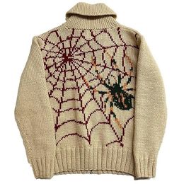 Men's Sweaters Women Vintage knitted sweater autumn winter pullover unisex Y2K Harajuku men oversized sweater black loose spider cartoon print 230814