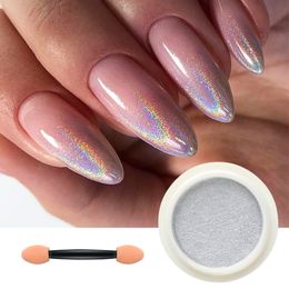 Nail Glitter Metallic Holographic Solid Powder Mirror Laser Effect Chrome Rubbing Dust Shimmer Pigment Accessories Decor LF0107 230814
