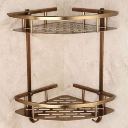 Bathroom Shelves Antique Bronze Corner Basket Shelf Brushed Space aluminum Accessories Product 1 2 3 Layer s 230814