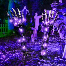 Other Event Party Supplies Skeleton Arm Stakes Waterproof Battery Operated Purple Lighted with 40 LED Realistic Scary 230814