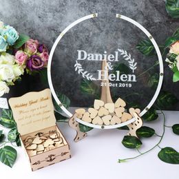 Other Event Party Supplies Personalized Acrylic round wedding guest book alternative Acrylic drop top Circle wood wedding guest book wedding name sign 230812