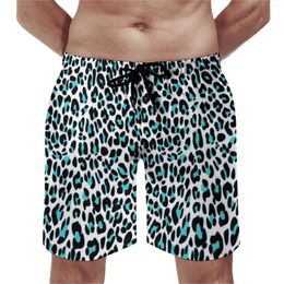 Men's Shorts Leopard Print Board Blue And Black Funny Beach Short Pants Man Custom Surfing Quick Dry Swimming Trunks Gift Idea
