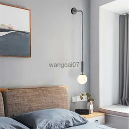 Wall Lamps Modern Glass Wall Lamp Scandinavian Wandlamp Bedside Reading Lamp Round applique murale luminaire Nordic Led Wall Lights E27 HKD230814