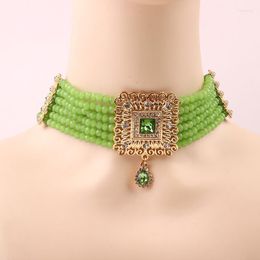 Pendant Necklaces Dicai Women Necklace Crystal Square Metal Pearl Chain Arabian Bridal Jewellery Wedding Wholesale