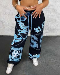 2021 New Fashion Casual Harem Pants Oversized Pants Pattern Printed Loose Wide Leg Pants Women's Pants Drawstring Sweatpants T230814