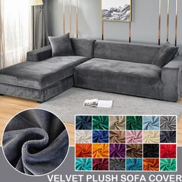 Chair Covers Velvet Sofa Cover for Living Room Thick Elastic 1 2 3 4 Seater L Shaped Corner Stretch 230814