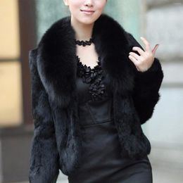 Women's Fur M-3XL Coats Autumn Winter Fluffy Black Faux Coat Womens Warm Jacket Solid Turn Down Collar Outerwear