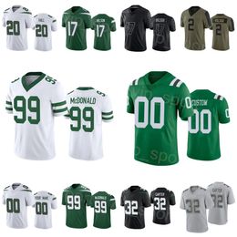 Custom Football 27 Zonovan Knight Jersey 17 Garrett Wilson 99 Will McDonald 2 Zach Wilson 20 Breece Hall 32 Michael Carter Olive Salute To Service Man Woman Youth