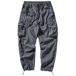 Men s Pants Outdoor military wind multi pocket n style drawstring oversize men s cargo pants trendy loose leg casual m 230814