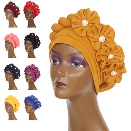 African Turban Cap Auto Gele Headtie Islamic Hat Women Flower Head Wrap Nigerian Wedding Gele Cap Already Muslim Hijab Headscarf