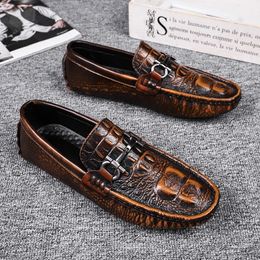 Dress Shoes Retro British Men's Loafers Leather Boat Casual Classic Flat Breathable Driving 230812