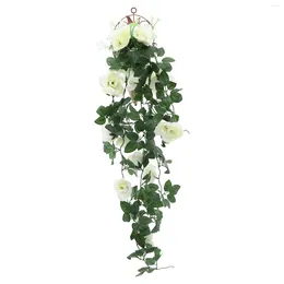 Decorative Flowers Artificial Rose Rattan Garden Fake Vine Basket Silk Hanging Baskets Outdoors Faux Greenery Garland Roses Vines