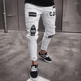 Men's Pants Mens Stretch Ripped Skinny Biker Jeans Destroyed Slim Fit Denim Trousers