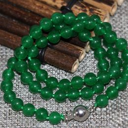 Chains Natural Stone Green Jades Beads Chalcedony 6mm Round Choker Necklace For Women Party Gift Chain Jewelry 18inch B2915