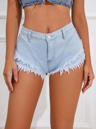 Women's Shorts Women Mini Denim Low Waist Stretch Pants For Beach Party CLubwear Summer Casual Frayed Tim