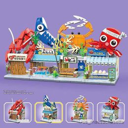 Blocks 1048pcs City Street View Coffee Shop Building Blocks Flower Toy Cake Store Sets Food House Construction Toys for Children Gifts R230814