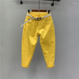 Women's Jeans 2023 Spring Summer Korea Fashion Women Loose Cotton Denim Harem Pants All-matched Casual Ankle-length Yellow C60