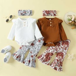 Clothing Sets 2022-08-23 0-24M Newborn Infant Baby Girl 3Pcs Autumn Clothing Set Long Sleeve Solid Bodysuit Top Floral Printed Pant