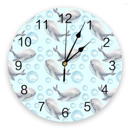 Wall Clocks Whale Bubble Cute Clock Living Room Home Decor Large Round Mute Quartz Table Bedroom Decoration Watch