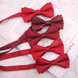 Bow Ties Korean Version 12 6CM Wine Geometric Polyester Bowtie For Man Groom Wedding Suit Full Dress Necktie Accessories