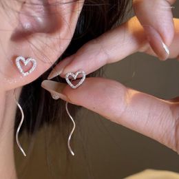 Dangle Earrings Exquisite Shiny Long Tassel Heart Ear Line For Women Simple Wave Shaped Chain Earring Elegant Wedding Party Jewelry