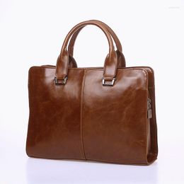 Briefcases Men's Handbag Horizontal Korean Bag Shoulder Crossbody Business Computer Briefcase Retro Fashionable Wholesale