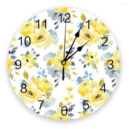 Wall Clocks Flower Watercolour Summer Bedroom Clock Large Modern Kitchen Dinning Round Watches Living Room Watch Home Decor