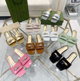 Hardware Slide Sandal Designer Women Top Quality Luxury Calfskin Comfort Flat Heel Shoe Leather Summer Beach Slipper Shoes