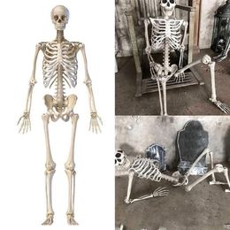 Other Event Party Supplies 1pcs Halloween Human Skeleton Haunted House Hanging Props Home Evil Decoration Horror Scary Movable Big Skull Decorations 230814