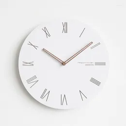 Wall Clocks Creative Minimalist White Wood Modern Nordic Clock Kitchen Large Mute Home Watches C5T065