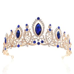 Headpieces Princess Crystals Wedding Crown Bridal Tiaras Baroque Queen King Clear Royal Blue Red Rhinestone Bridal TiaraZZ