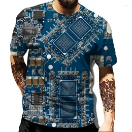 Men's T Shirts Circuit Board Electronic Chip Shirt Unisex Summer Casual Cool Short Sleeve Top Men Women Harajuku Streetwear Oversized