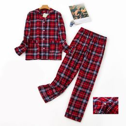 Women's Sleepwear Plus Size S-XXXL Sleepwear Women's Pajamas Set Ladies Warm Flannel Cotton Home Wear Suit Autumn Winter Plaid Print Pajamas Sleep 230812