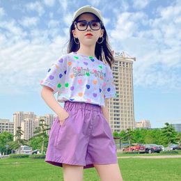 Clothing Sets Summer Suit for Girls New Baby Short Sleeve T-shirt Loose Shorts Two-piece Set Children Cute Clothing