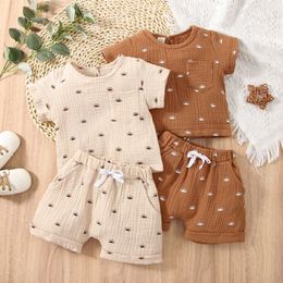 Clothing Sets 0-24M Newborn Infant Baby Boy Girl 2Pcs Summer Clothing Set Short Sleeve Sun Printed Top Shirt Shorts