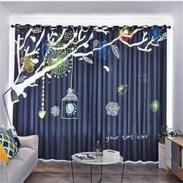 Curtain Children's Room Curtains Boy Girl Bedroom Kids Study Cute Cartoon Hand-painted Heat Insulation Wind Shading