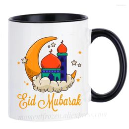 Mugs Eid Mubarak Moon Print Creative Coffee Cup Ramadan Party Decor Drinks Wine Juice Cocoa Tea Teaware Coffeeware Drinkware