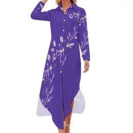 Casual Dresses Vintage Lavender Chiffon Dress Purple Floral Dilly Sicat Modern Street Wear Ladies Sexy Custom Vestidos 6XL