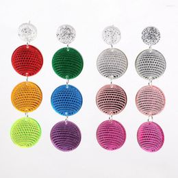 Dangle Earrings Exaggerated Long Multicolor Disco Ball Acrylic Drop For Women Funny Mirror Pixels Round Vintage Jewellery