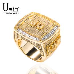 Wedding Rings Uwin Custom Personalised Name 19 Letters Full Iced Out Cubic Zirconia Party Men And Women Hiphop Jewellery 230814
