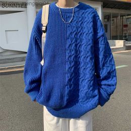 Men's Sweaters Sweater Men's Design Autumn Loose Fit Full Matching Knitted Couple Pull Flower Casual Clothing Twisted Moonlight Trousers Harajuku Clothing Z230814