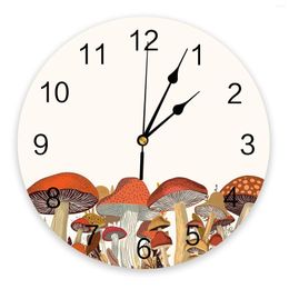 Wall Clocks Autumn Mushroom Vintage Clock Large Modern Kitchen Dinning Round Bedroom Silent Hanging Watch
